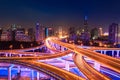 Modern city traffic at night Royalty Free Stock Photo