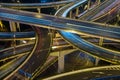 Modern city traffic road at night. Transport junction. Royalty Free Stock Photo