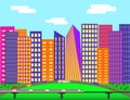 Urban landscapes in a modern flat primitive style. Vector illustration