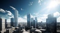 modern city view with blue sky. Panoramic view of Midtown skyline