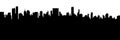 Modern cityscape black silhouette vector banner design.