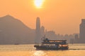 Feb 10 2024 Modern Cityscape Buildings with ferry hong kong Royalty Free Stock Photo