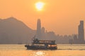 Feb 10 2024 Modern Cityscape Buildings with ferry hong kong Royalty Free Stock Photo