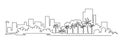 Modern cityscape continuous one line vector drawing. Metropolis architecture panoramic landscape. Dubai skyscrapers hand