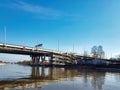 Overpass bridge above city river in Kaliningrad Royalty Free Stock Photo