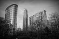 Modern cityscape with skyscrapers in the Brussels North business center seen from Botanical garden Royalty Free Stock Photo