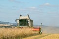 Modern claas combine harvester cutting crops