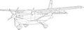 Modern classic airplane realistic sketch template. Cartoon graphic vector illustration in black and white