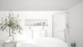 Modern classic bathroom close up on large bath tub, big shower a Royalty Free Stock Photo