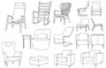 Modern and Classic Chair Outline Vector Illustration