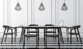 Modern classic dining room with black and white 3d rendering image Royalty Free Stock Photo