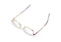 Modern classic eyeglasses for women in yellow metal frame