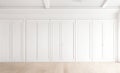 Modern classic white empty interior with wall panels and wooden floor Royalty Free Stock Photo