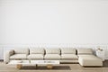 Modern classic white interior with beige sofa and decor. Royalty Free Stock Photo