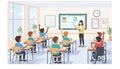 Modern Classroom with Diverse Students Engaged in Learning Royalty Free Stock Photo