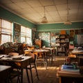 Modern Classroom with Stylish Furniture and Tables Royalty Free Stock Photo