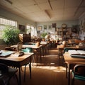 Modern Classroom with Stylish Furniture and Tables Royalty Free Stock Photo