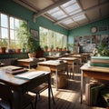 Modern Classroom with Stylish Furniture and Tables Royalty Free Stock Photo