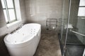 Modern, clean, bathroom with bathtub and shower. Royalty Free Stock Photo