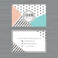 Modern clean business card template in stripes and polka dot background. Printing design template.