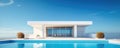 Modern clean minimalistic house with swimming pool and blue sky in summer day. Vacation best property Royalty Free Stock Photo