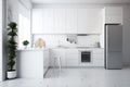 Modern clean white interior kitchen room, Generative AI Royalty Free Stock Photo