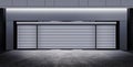 Modern closed garage at night Royalty Free Stock Photo