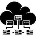 Modern cloud computing concept with interconnected servers and data storage systems illustrated in minimalist style Royalty Free Stock Photo