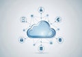 Modern cloud computing network connecting various smart devices and services seamlessly Royalty Free Stock Photo