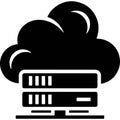 Modern cloud computing server icon with a stylized cloud above a server rack representing data storage and cloud technology Royalty Free Stock Photo