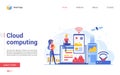 Modern cloud computing technology landing page flat vector illustration concept Royalty Free Stock Photo