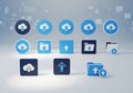 Modern cloud storage and data management icons for digital applications and services Royalty Free Stock Photo