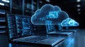 Modern cloud technologies: data processing concept, cyberspace, innovative solutions for business and remote work Royalty Free Stock Photo