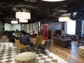 Modern co working office interior style architecture with chocolate chair,wood table with concept office