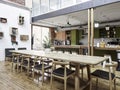 modern co working office interior style architecture with wood brown chair,brown table with concept office