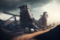 modern coal mine with towering conveyors and massive machines in the background