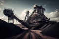 modern coal mine with towering conveyors and massive machines in the background