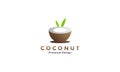 Modern coconut fruit cut fresh logo design vector icon symbol illustration Royalty Free Stock Photo