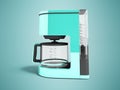 Modern coffee machine electric blue with a glass kettle and a wa Royalty Free Stock Photo