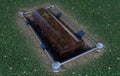Modern Coffin Into Grave