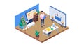 Modern Collaborative Office Workspace Isometric Design, vector design Generative AI Royalty Free Stock Photo