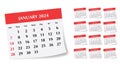 Modern collection of monthly calendars for 2024 year. Vector set