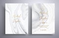 Modern collection of wedding invitations with stone pattern. Mineral vector covers with marble effect and place for text