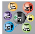 Modern color vector computer info graphic