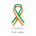 Modern colored vector ribbon with the Irish tricolor