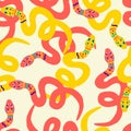 Modern Colorful Abstract Snakes Seamless Pattern