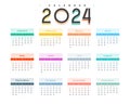 modern and colorful 2024 annual calendar template schedule goals Royalty Free Stock Photo