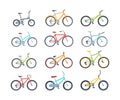 Modern colorful bicycles flat vector illustrations set Royalty Free Stock Photo