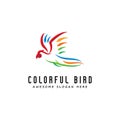Modern colorful bird logo design, parrot logo inspiration, symbol, abstract bird, vector template Royalty Free Stock Photo