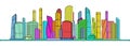 Modern colorful city. Urban town complex. Business center. Citycape futuristic pamorama. Infrastructure skyline outlines illustrat Royalty Free Stock Photo
